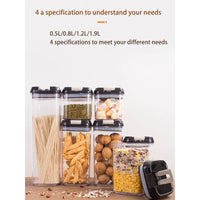 7pcs Airtight Food Container Sets BPA Free Plastic Storage Box with Clip Lid See Clear Storage Jar for Kitchen Dry Food Storage