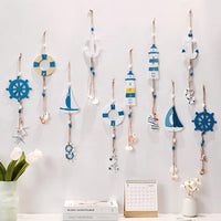 Mediterranean Style Decorative Ornaments Artistic Home Background Kindergarten Wall Hanging Lighthouse Sailboat Wooden Crafts