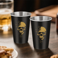 LKKCHER 500ml Pint Glass Skull Pattern 3.25oz Weizen Glass 2pcs/Set Stainless Steel Large Capacity Drinkware for Beer Gifts Set