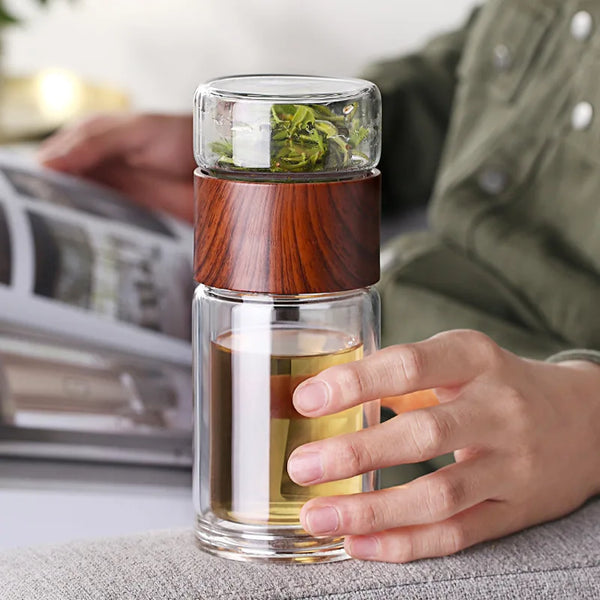 D5 Double Glass Water Bottle Tea Drink Items Bottle Infuser Tumbler Drinkware Gym Water Bottle Children Travel Sports Cup Bottle