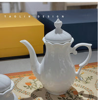 White Bone China Teapot Creative Spiral Pattern Coffee Pot Ceramics Milk Jug Sugar Bowl European Afternoon Tea Drinkware