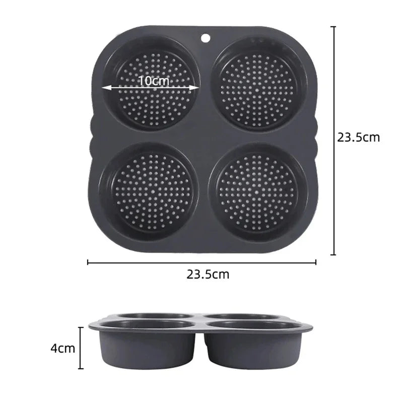 Silicone Hamburger Baking Mold - Food Grade Non-Stick Bun Cake Pan for Home Kitchen BPA Free Bread Bakeware, Reusable Oven Safe