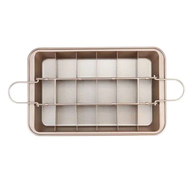 Square Stainless Steel Brownie Baking Pan with Dividers Non-stick Bakeware with Handles for Homemade Brownie Cake