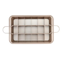 Square Stainless Steel Brownie Baking Pan with Dividers Non-stick Bakeware with Handles for Homemade Brownie Cake