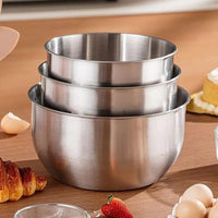 1Pc Multi-Purpose Stainless Steel Bowl - Deep Mixing Basin for Baking Cake Egg Beater Salad, Fruit Storage Kitchen Cooking Tool
