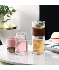 D5 Double Glass Water Bottle Tea Drink Items Bottle Infuser Tumbler Drinkware Gym Water Bottle Children Travel Sports Cup Bottle