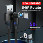 540 Rotate Magnetic USB C IPone Cable Micro USB Cable For iPhone 14 13 X 7 8s Pro Max Samung S20 21 Xiaomi Huawei Charger Cord