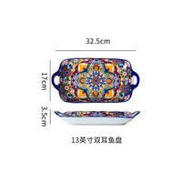Ceramic Tableware Set Rice Bowl Serving Plate Creative Cutlery Soup Plate Noodle Handle Bowl Sauce Dish Steak Salad Fruit Plate