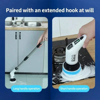 Use 7 Electric Rotating Brushes with Replaceable Brush Heads, Wireless Rechargeable Cleaning Brush with Telescopic Handle
