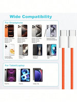 Fast Charger Cable Compatible with iPhone 17/16/15 USB-C to Type C Charging Data Cable Nylon Braided 3.3/6.6/10 Feet Long