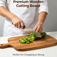 Kitchen Wooden Cutting Board with Handle Food Safe Cutting Board for Fruits Vegetables Cheese Bread Fish Desserts Serving Board