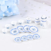8Pcs 1:12 Dollhouse Miniature Dining Ware Porcelain Tea Set Dish Cup Plate