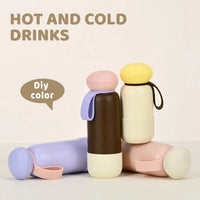 450ml Thermal Water Bottle With Handle For Students,Double-layer Stainless Steel Vacuum Drinkware,Gifts,Camping Thermos Cup/Mug
