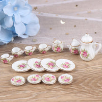 8Pcs 1:12 Dollhouse Miniature Dining Ware Porcelain Tea Set Dish Cup Plate