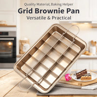 Square Stainless Steel Brownie Baking Pan with Dividers Non-stick Bakeware with Handles for Homemade Brownie Cake