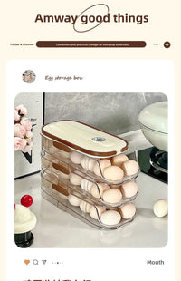 Egg storage box, special food grade rolling fresh-keeping rack for refrigerator
