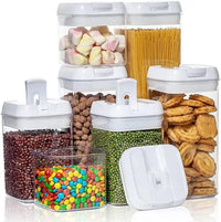 7pcs Airtight Food Container Sets BPA Free Plastic Storage Box with Clip Lid See Clear Storage Jar for Kitchen Dry Food Storage