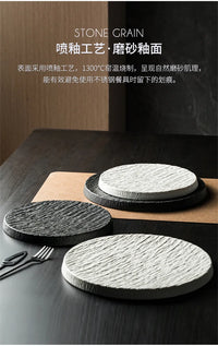 Main Dish Tableware Rock Plate  Stone Grain Ceramic Western Food Steak Plate Japanese Plate Home Western Food Display Tray