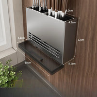 Wall Mount Kitchen Knife Holder Carbon Steel No Drill Space Saver Heavy Duty Multifunctional Household Kitchen Tidy Organizer