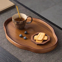 Wooden Decorative Serving Tray for Coffee Table and Home Decor Fruit Platter Decor Trays Serving Ware Food Dish Serving Platters