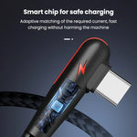 120W 90 Degree Quick Charging Data Wire Charger Cable USB C Cable Fast Charging Cord for Electronic General Smart Devices