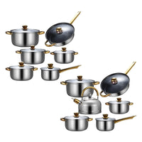 6Pcs Pots and Pans Set Stainless Steel Portable Soup Pot Saucepan Ergonomic Handle Kitchen Cooking Set Cookware Set for Home
