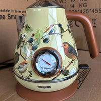 1.7L Retro Electrc Kettle Boiling Water With Thermometer Automatic Power Off 304 Stainless Steel Teapot Kitchen Tools 1850W