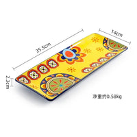 1pcs Ceramic Tableware Bohemian Flat Dinner Plate Western Steak Salad Dessert Cake Plate Shallow Dish Dessert Kitchen Dinnerware