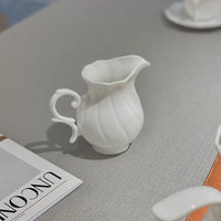 White Bone China Teapot Creative Spiral Pattern Coffee Pot Ceramics Milk Jug Sugar Bowl European Afternoon Tea Drinkware