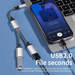 Multi USB C/A to USB A 2.0 HUB Dual Port Splitter Adapter OTG for Laptop Computer Printer Charging Data Transfer Extension Cable
