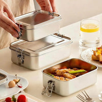304 Stainless Steel Bento Box Metal Lunch Box Food Storage Containers with Lockable Clips Lunch Snack Boxes for Work,School