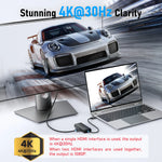Lemorele 6-in-1 USB C Hub 4K Docking Station Dual HDMI DP 4K for Laptop MacBook Dell HP 100W PD USB 3.0 Multi Monitor Adapter