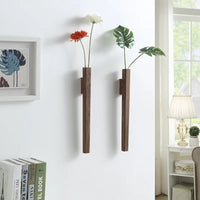 Home Wall Decoration Porch Wall Hanging Vase Living Room Bohemian Plant Flower Bottle Vase Wooden Solid Wood Flower Room Decor