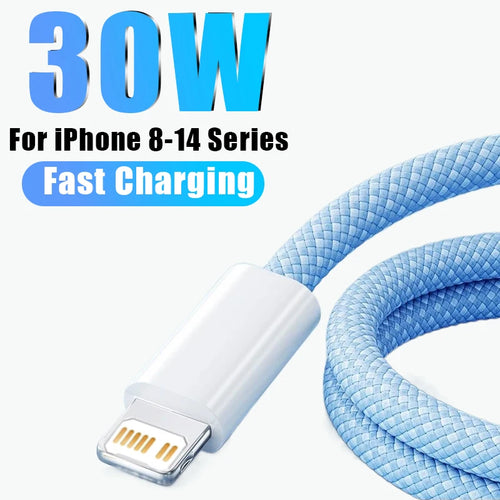 PD 30W Fast Charger For iPhone 14 13 12 11 X XR XS 8 Pro Max Plus Mini iPad Air Fast Charging Cable USB C to Lightning Durable B