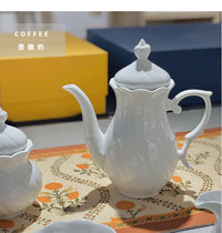White Bone China Teapot Creative Spiral Pattern Coffee Pot Ceramics Milk Jug Sugar Bowl European Afternoon Tea Drinkware