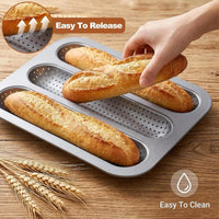 Non-stick perforated baguette mold, 3-hole French bread baking pan, carbon steel baguette baking pan, for home kitchen