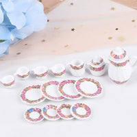 8Pcs 1:12 Dollhouse Miniature Dining Ware Porcelain Tea Set Dish Cup Plate