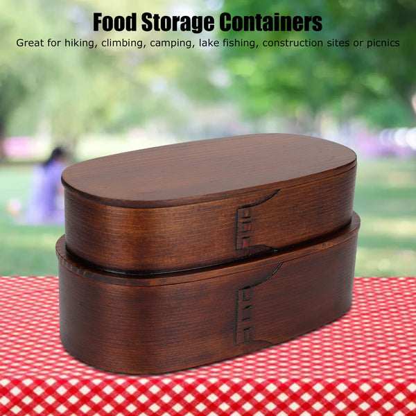 Food Storage Containers 2 Layer Japanese  Box Wooden Food Storage Containers for Kids Adults Hiking Climbing  School