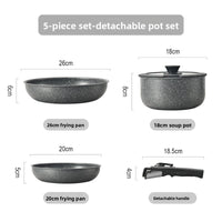Ceramic Non Stick Cookware Set 5 Pieces Detachable Handle Induction Oven Dishwasher Safe Pots Pans Set Kitchenware Utensils Gift