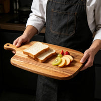 Kitchen Wooden Cutting Board with Handle Food Safe Cutting Board for Fruits Vegetables Cheese Bread Fish Desserts Serving Board