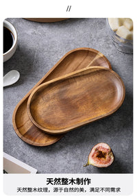 Tableware Solid Wood Food Tray Round Rectangle Dessert Plate Japanese-style Wooden Snack Fruit Tea Saucer Pallet Bread Board