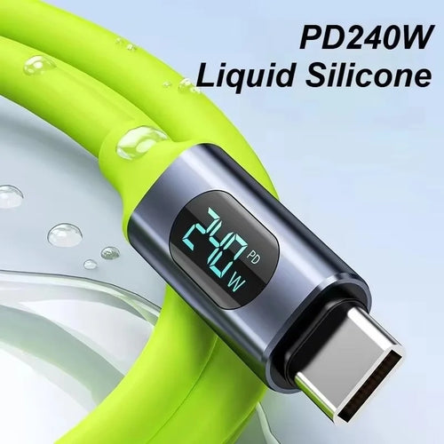 240W Type C to Type C Cable Phone Super Fast Charging Cable With LED Display USB To Type-C Data Cord For iPhone Xiaomi Samsung