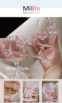 Glass Decanter Pink Butterfly Decor Elegant Goblet Wine Decanter Home Party Women's Wine Glass Dining Table Kettle Drinkware