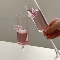 Glass Decanter Pink Butterfly Decor Elegant Goblet Wine Decanter Home Party Women's Wine Glass Dining Table Kettle Drinkware
