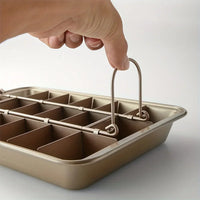 Square Stainless Steel Brownie Baking Pan with Dividers Non-stick Bakeware with Handles for Homemade Brownie Cake