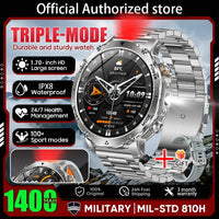 Newly Durable 1400mAh Large Battery Smart Watch Men 1.7" HD Screen IP68K Waterproof LED Flashlight Sports BT Call Smart Bracele
