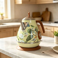 1.7L Retro Electrc Kettle Boiling Water With Thermometer Automatic Power Off 304 Stainless Steel Teapot Kitchen Tools 1850W