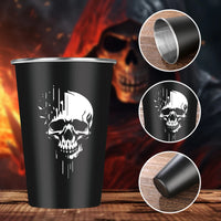 LKKCHER 500ml Pint Glass Skull Pattern 3.25oz Weizen Glass 2pcs/Set Stainless Steel Large Capacity Drinkware for Beer Gifts Set