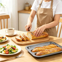 Non-stick perforated baguette mold, 3-hole French bread baking pan, carbon steel baguette baking pan, for home kitchen
