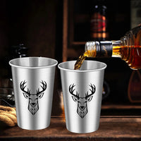 LKKCHER 500ml Pint Glass Skull Pattern 3.25oz Weizen Glass 2pcs/Set Stainless Steel Large Capacity Drinkware for Beer Gifts Set
